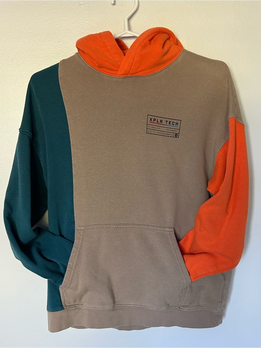 H&M Kids XPLR Tech Colour Block Hoodie 12/14 Teal Orange